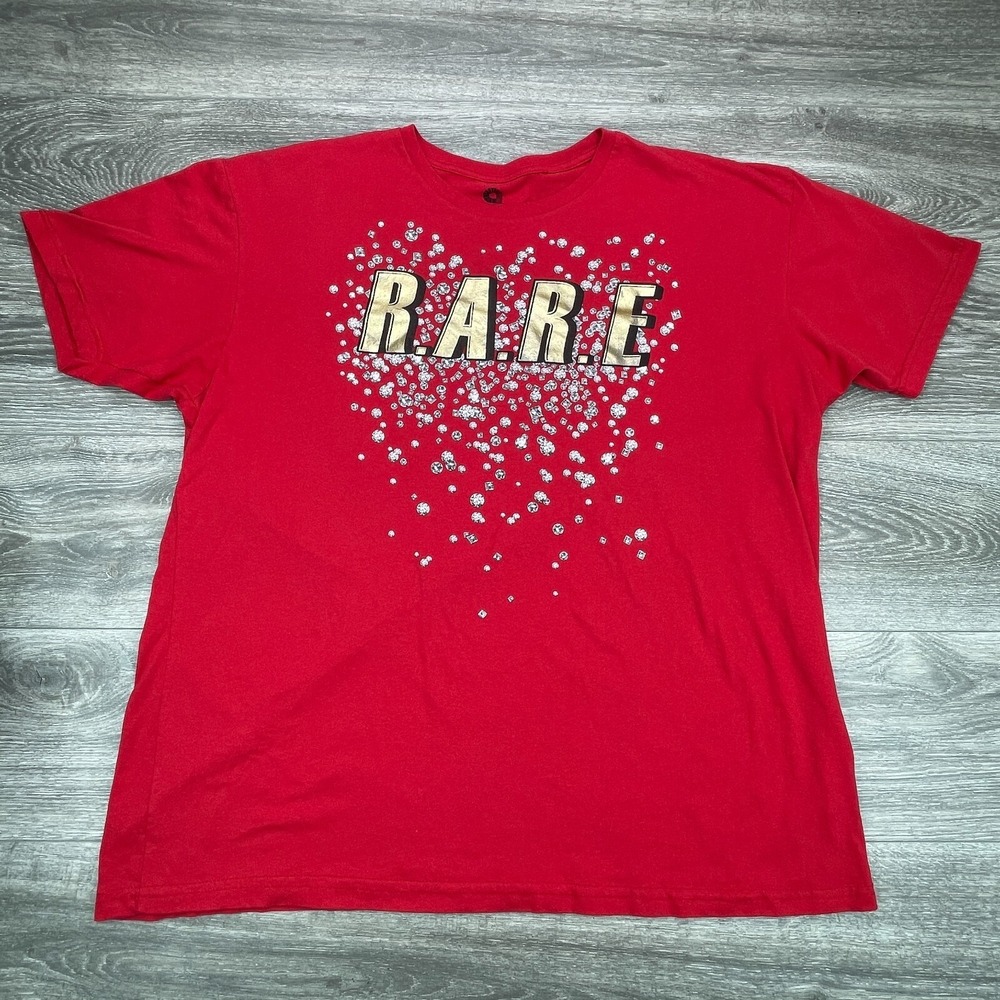 Akademiks Shirt Mens 3XL Red RARE Spellout Diamonds Bling Hip Hop Rap Tee Y2K